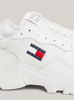Sneakersy*Tommy Hilfiger Lekkie Skórzane Buty Na Grubej Podeszwie ECRU
