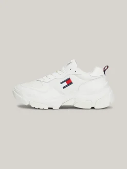 Sneakersy*Tommy Hilfiger Lekkie Skórzane Buty Na Grubej Podeszwie ECRU