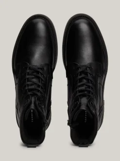 Buty Sznurowane|Buty*Tommy Hilfiger Lekkie Skórzane Buty Nad Kostkę BLACK