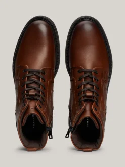Buty Sznurowane|Buty*Tommy Hilfiger Lekkie Skórzane Buty Nad Kostkę WINTER COGNAC