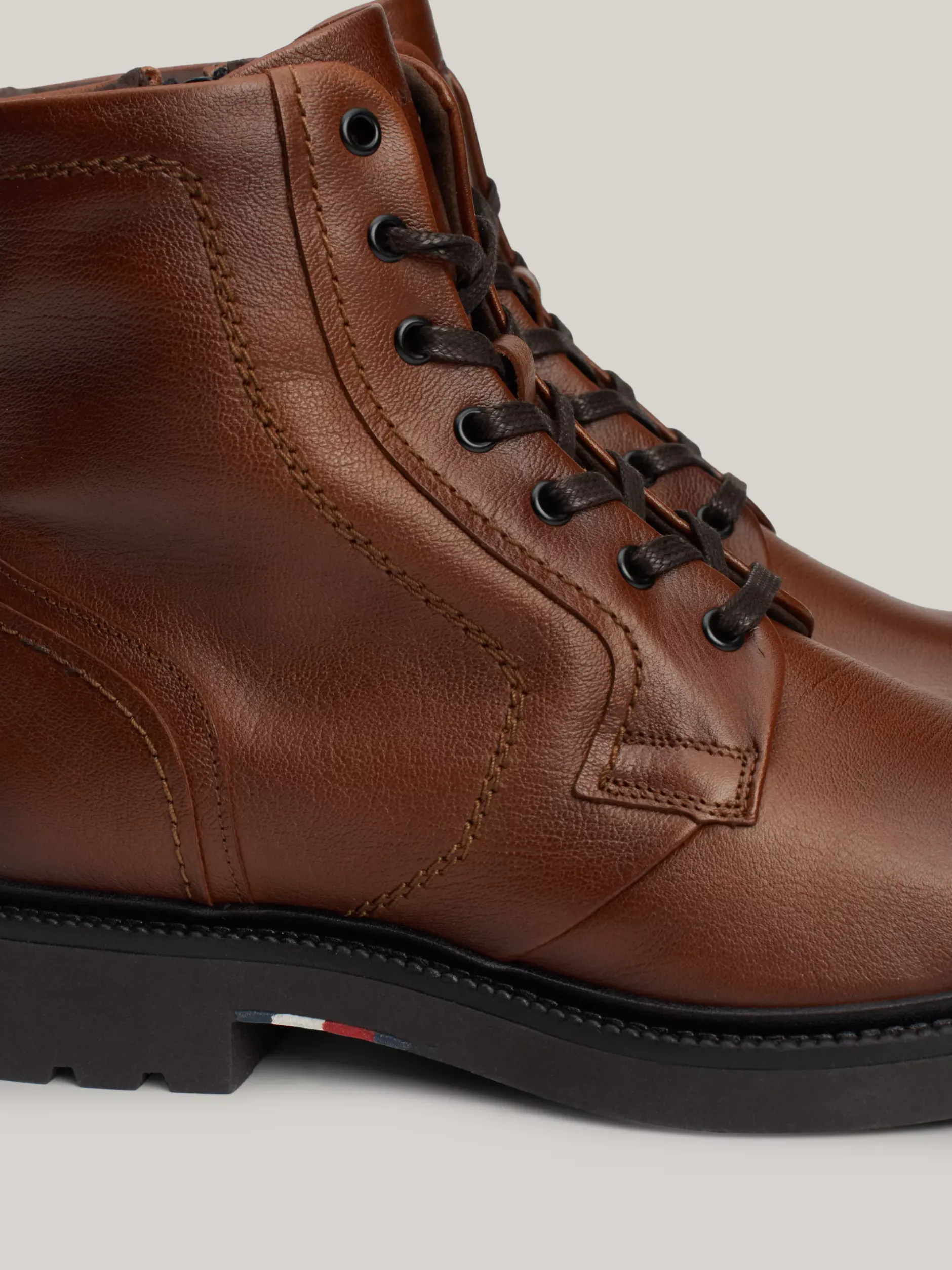 Buty Sznurowane|Buty*Tommy Hilfiger Lekkie Skórzane Buty Nad Kostkę WINTER COGNAC