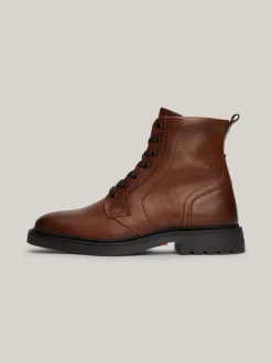 Buty Sznurowane|Buty*Tommy Hilfiger Lekkie Skórzane Buty Nad Kostkę WINTER COGNAC