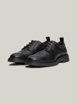 Buty Wizytowe*Tommy Hilfiger Lekkie Skórzane Buty Typu Derby BLACK