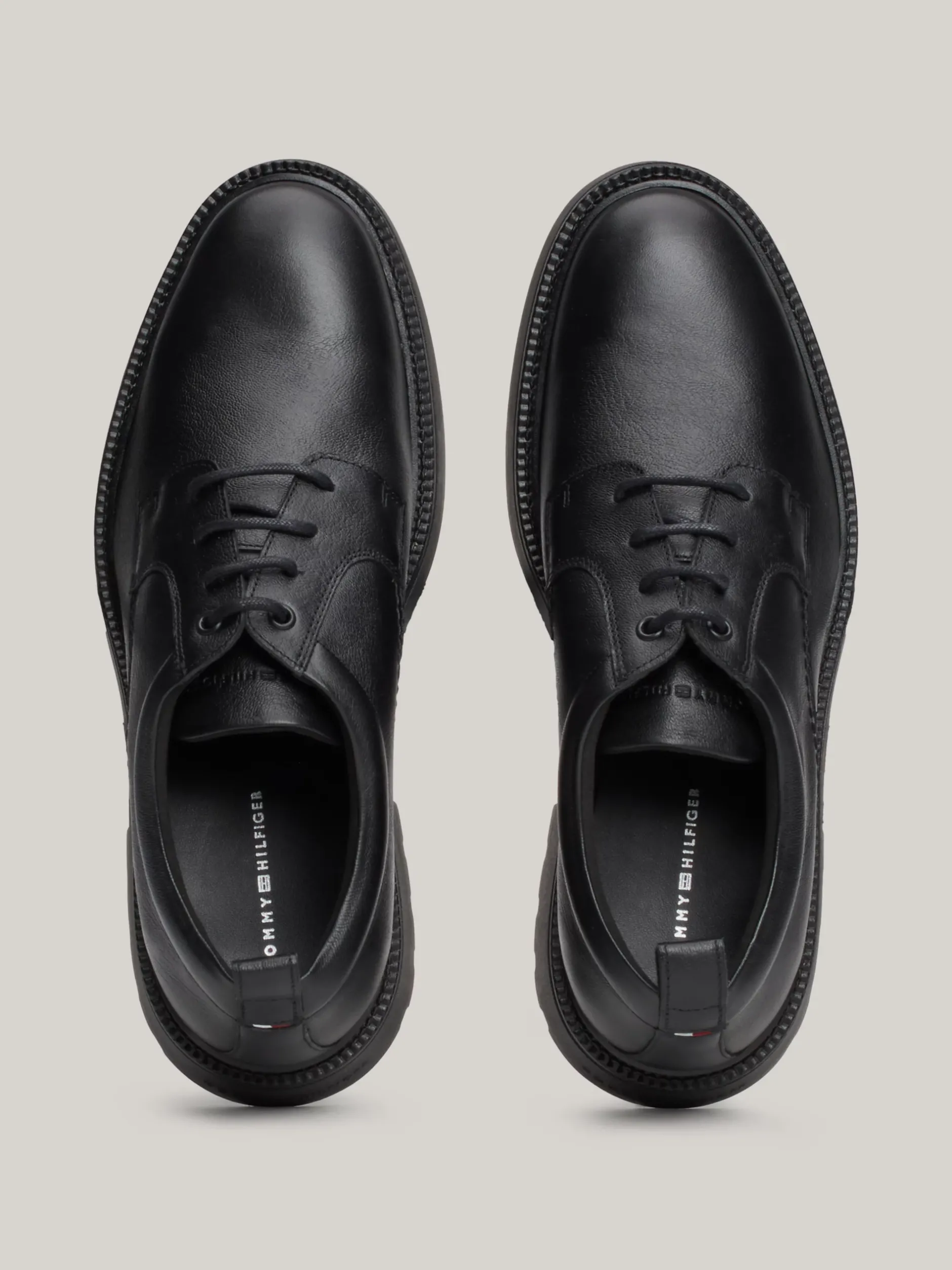 Buty Wizytowe*Tommy Hilfiger Lekkie Skórzane Buty Typu Derby BLACK