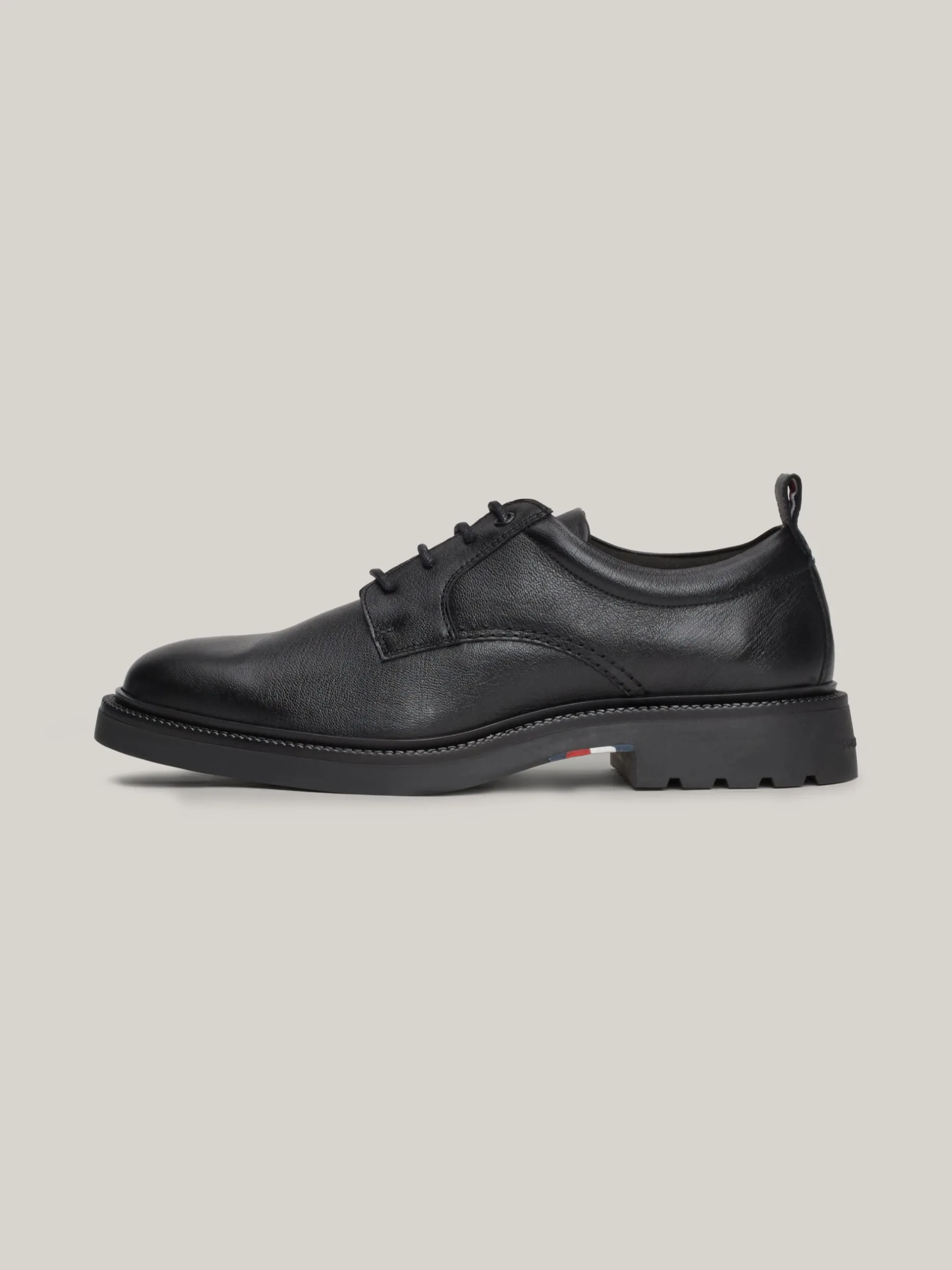 Buty Wizytowe*Tommy Hilfiger Lekkie Skórzane Buty Typu Derby BLACK