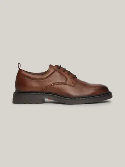 Buty Wizytowe*Tommy Hilfiger Lekkie Skórzane Buty Typu Derby WINTER COGNAC