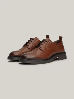 Buty Wizytowe*Tommy Hilfiger Lekkie Skórzane Buty Typu Derby WINTER COGNAC
