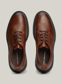 Buty Wizytowe*Tommy Hilfiger Lekkie Skórzane Buty Typu Derby WINTER COGNAC