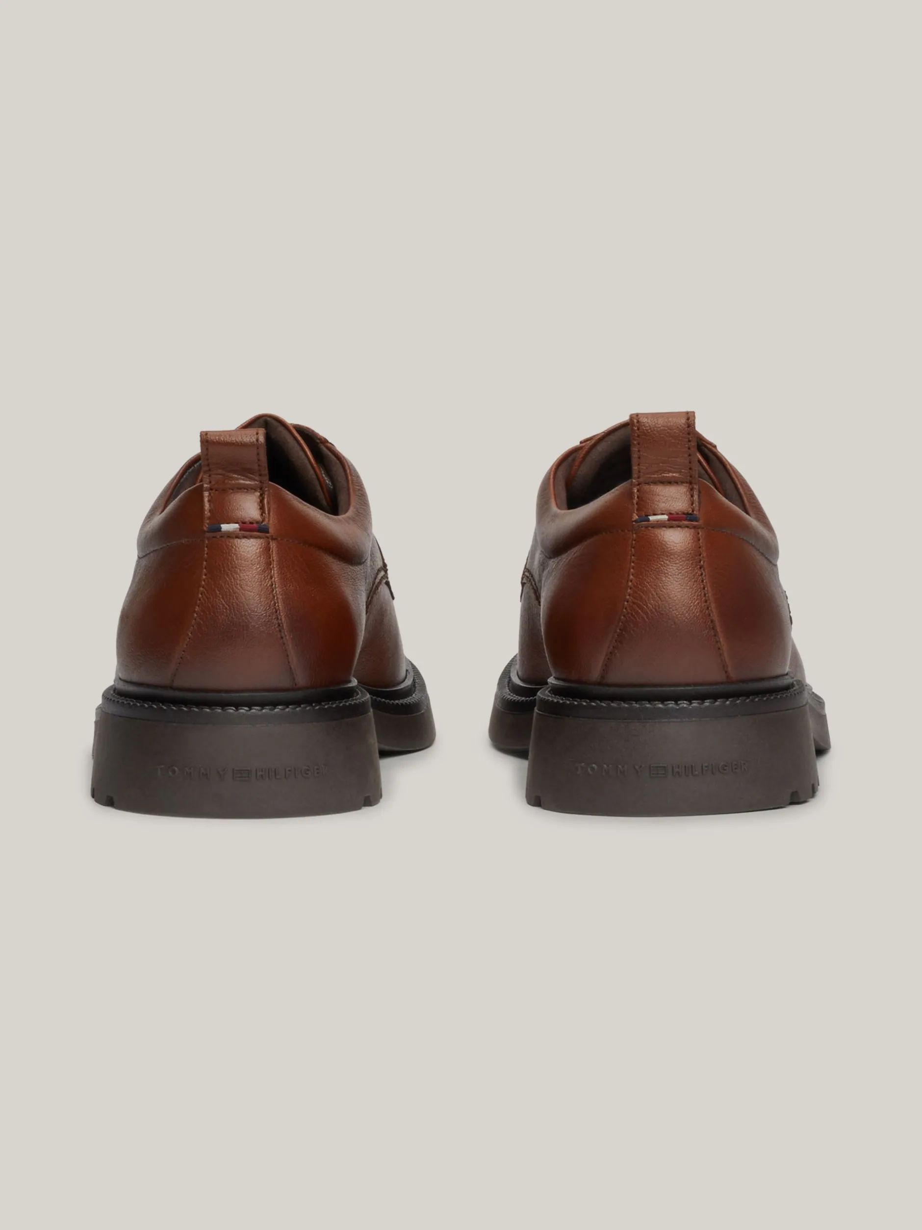 Buty Wizytowe*Tommy Hilfiger Lekkie Skórzane Buty Typu Derby WINTER COGNAC