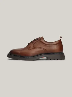 Buty Wizytowe*Tommy Hilfiger Lekkie Skórzane Buty Typu Derby WINTER COGNAC