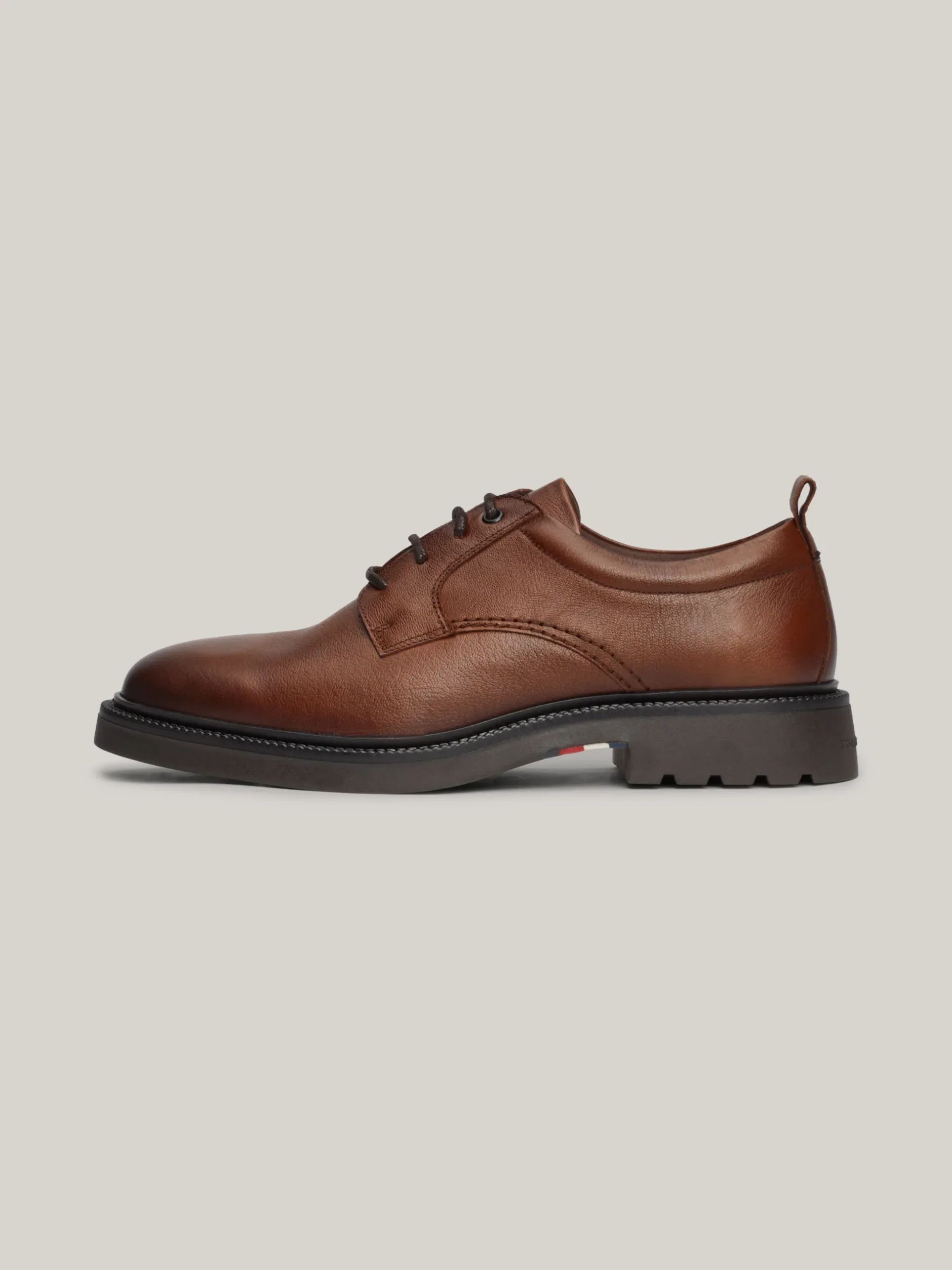 Buty Wizytowe*Tommy Hilfiger Lekkie Skórzane Buty Typu Derby WINTER COGNAC