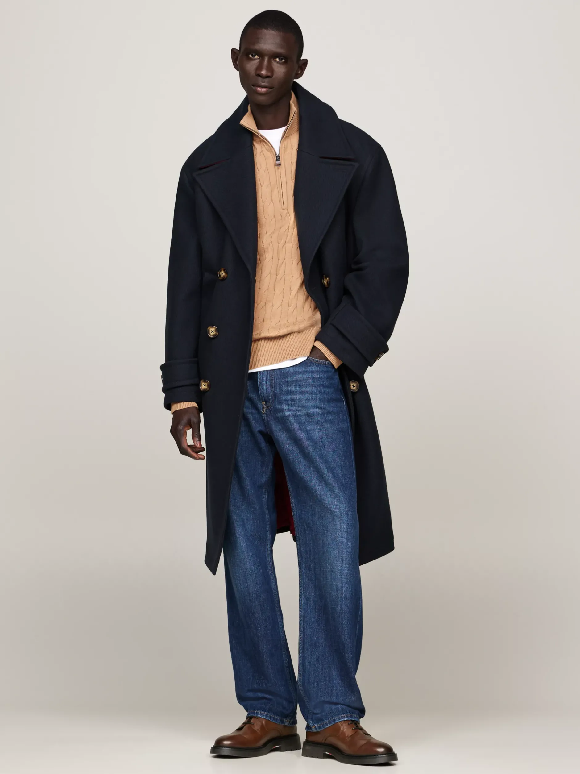 Buty Wizytowe*Tommy Hilfiger Lekkie Skórzane Buty Typu Derby WINTER COGNAC