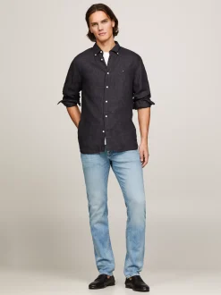 Koszule*Tommy Hilfiger Lniana Koszula O Regularnym Kroju BLACK