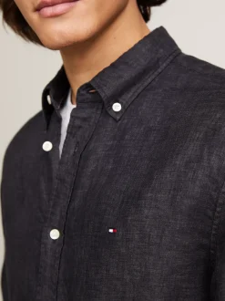 Koszule*Tommy Hilfiger Lniana Koszula O Regularnym Kroju BLACK