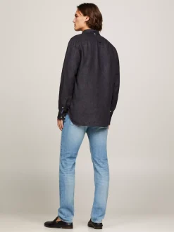 Koszule*Tommy Hilfiger Lniana Koszula O Regularnym Kroju BLACK