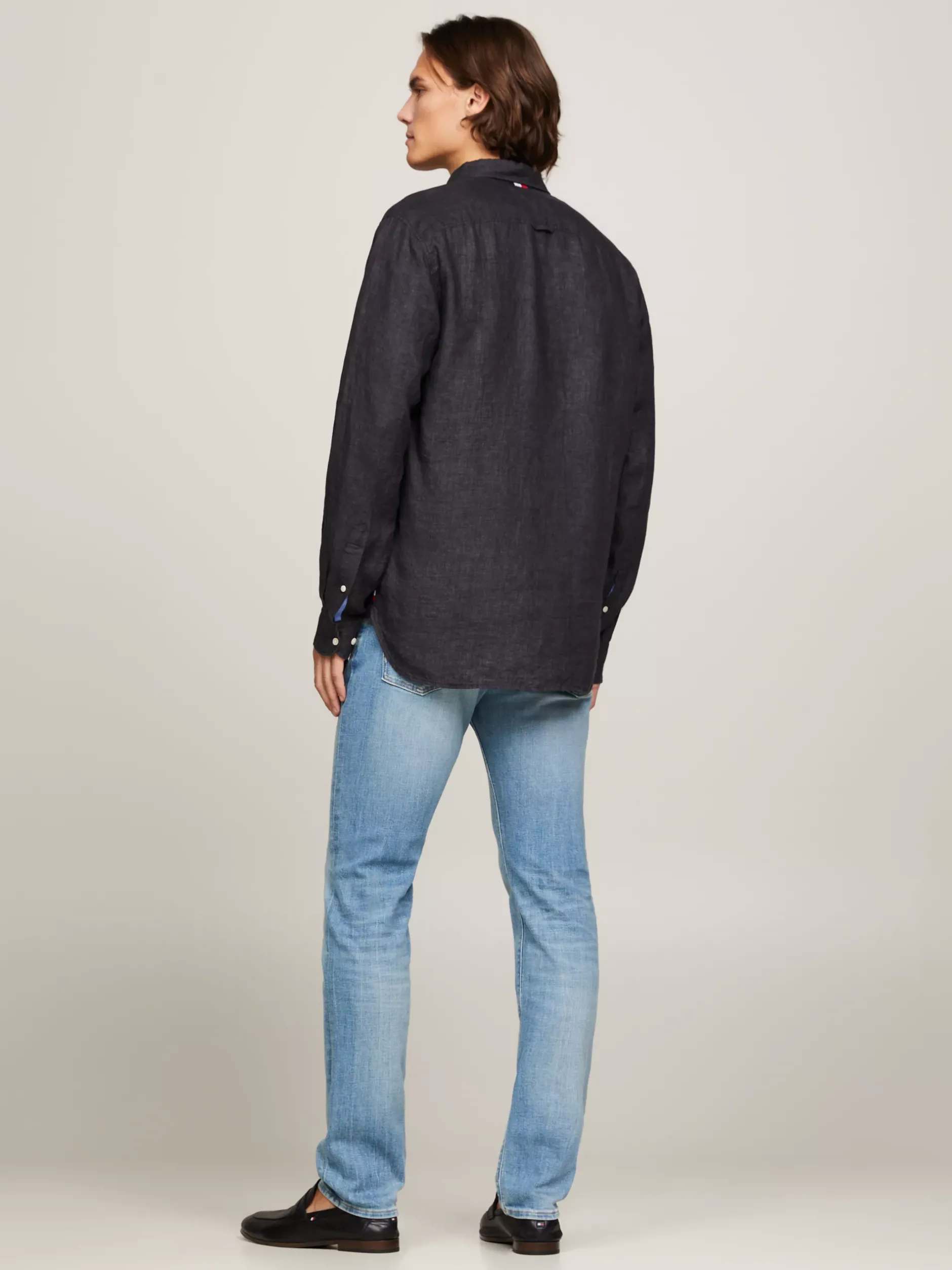 Koszule*Tommy Hilfiger Lniana Koszula O Regularnym Kroju BLACK