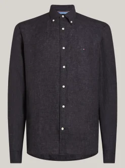 Koszule*Tommy Hilfiger Lniana Koszula O Regularnym Kroju BLACK