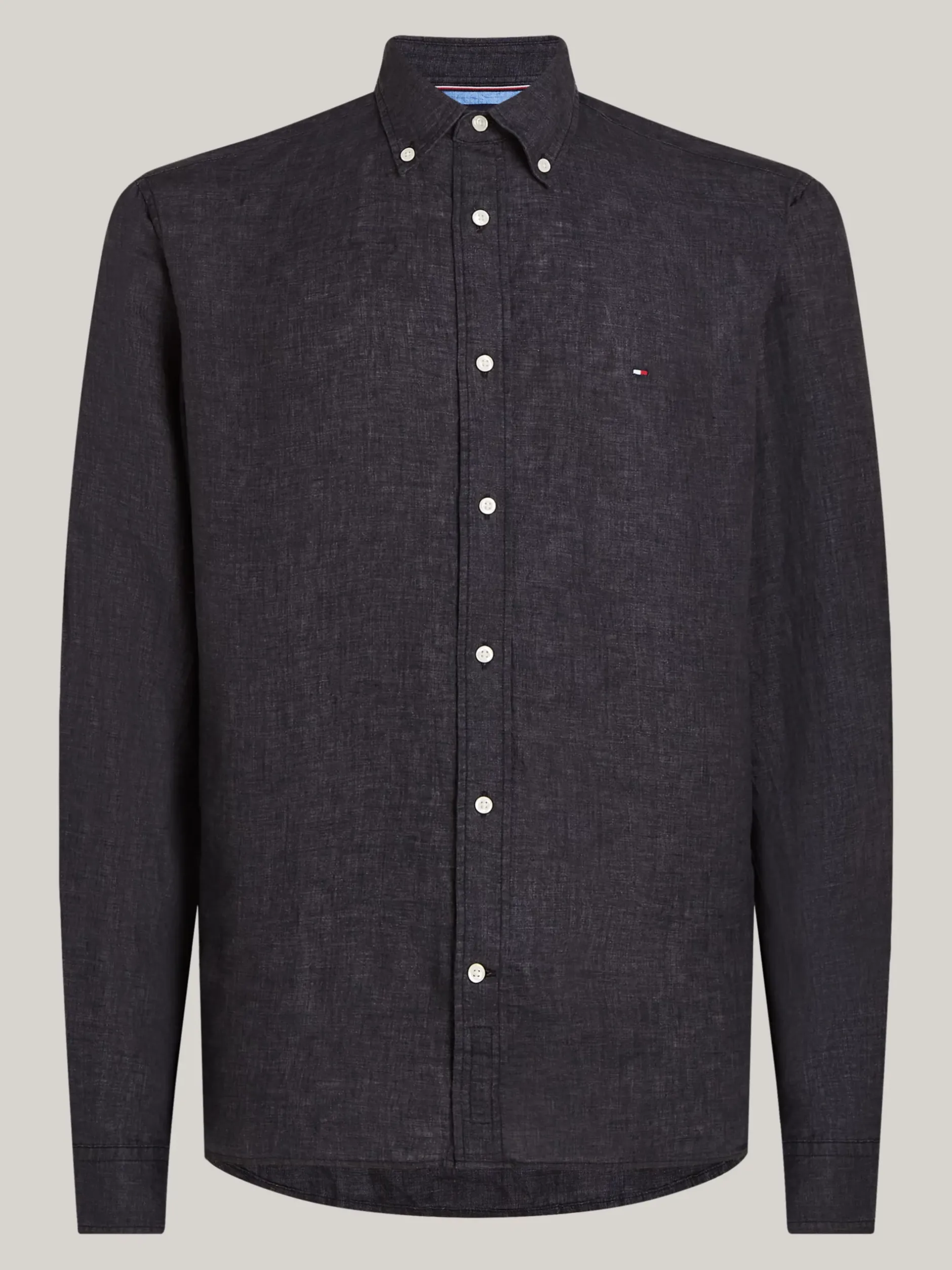 Koszule*Tommy Hilfiger Lniana Koszula O Regularnym Kroju BLACK