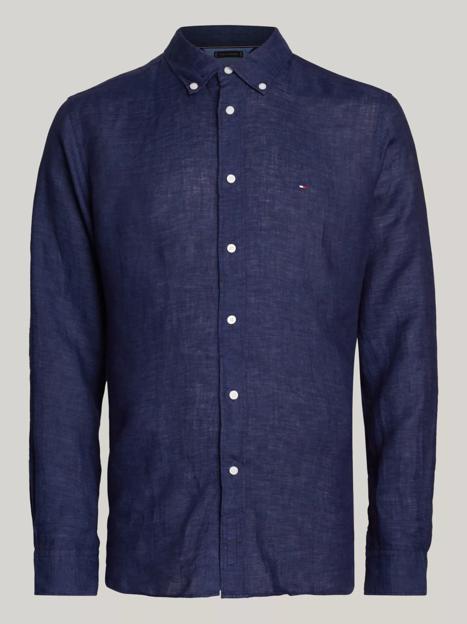 Koszule*Tommy Hilfiger Lniana Koszula O Regularnym Kroju CARBON NAVY