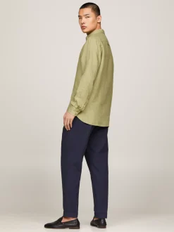 Koszule*Tommy Hilfiger Lniana Koszula O Regularnym Kroju FADED OLIVE