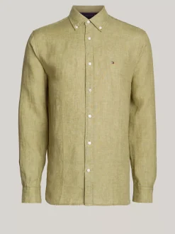 Koszule*Tommy Hilfiger Lniana Koszula O Regularnym Kroju FADED OLIVE