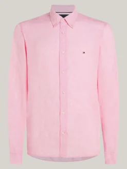 Koszule*Tommy Hilfiger Lniana Koszula O Regularnym Kroju PINK CRYSTAL