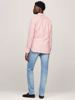 Koszule*Tommy Hilfiger Lniana Koszula We Wzór W Kratę Vichy TEABERRY BLOSSOM / OPTIC WHITE
