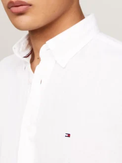 Koszule*Tommy Hilfiger Lniana Koszula Z Krótkim Rękawem OPTIC WHITE