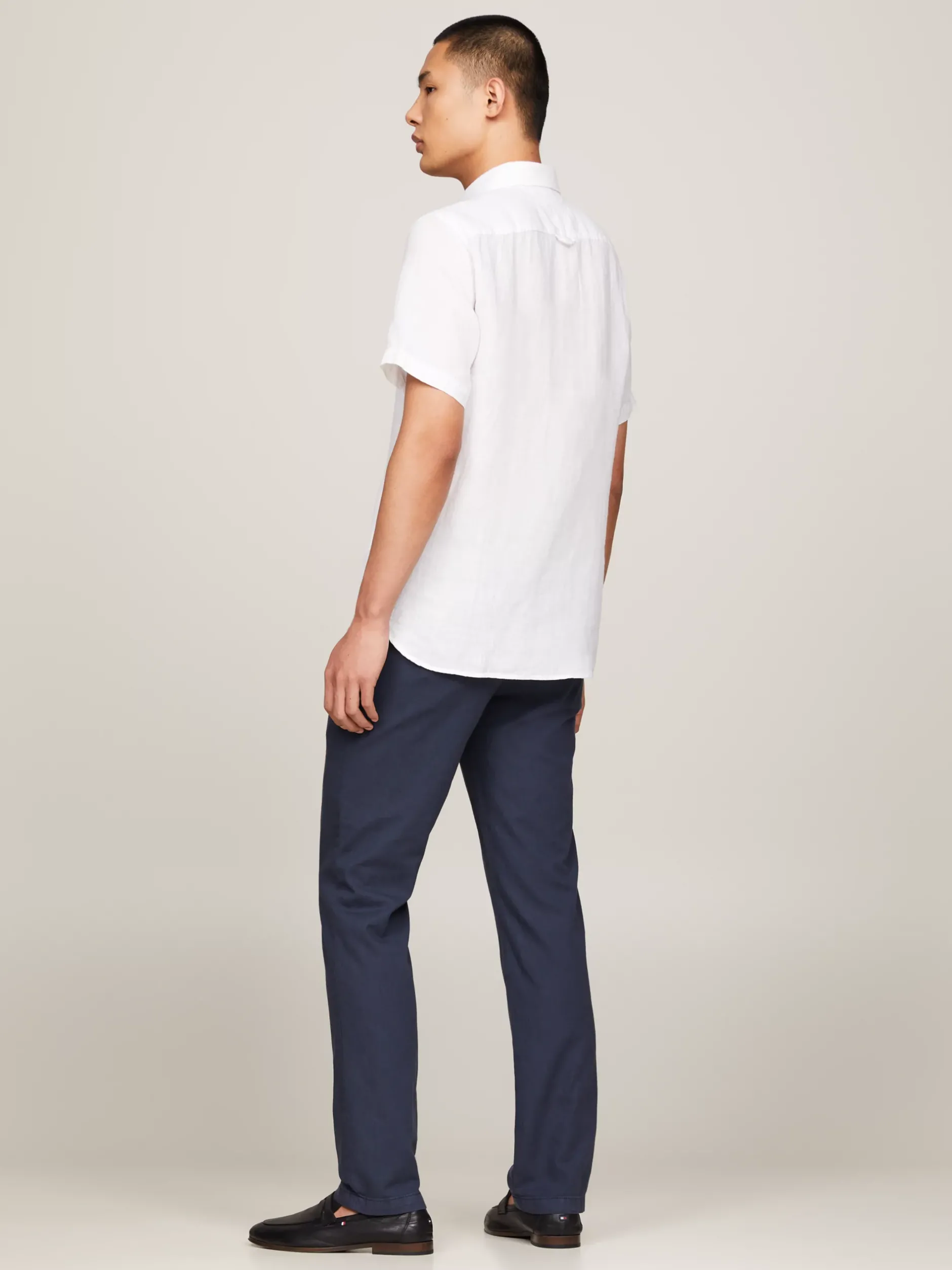 Koszule*Tommy Hilfiger Lniana Koszula Z Krótkim Rękawem OPTIC WHITE
