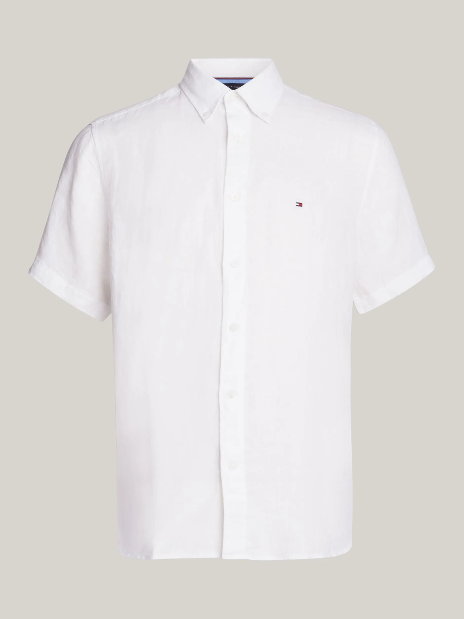 Koszule*Tommy Hilfiger Lniana Koszula Z Krótkim Rękawem OPTIC WHITE