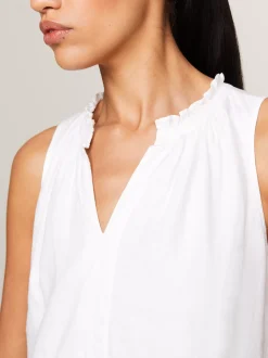 Sukienki*Tommy Hilfiger Lniana Sukienka Maxi TH OPTIC WHITE