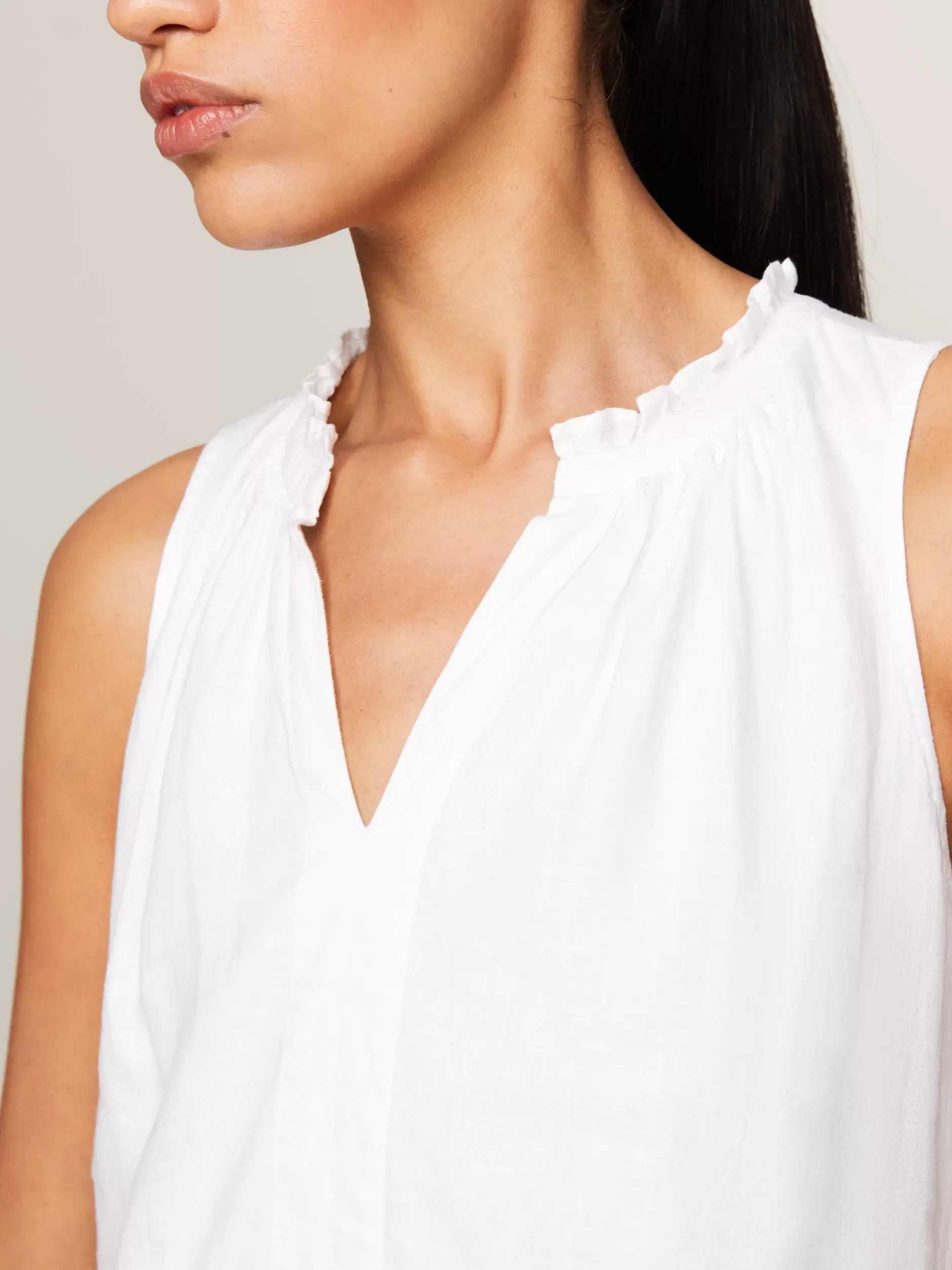 Sukienki*Tommy Hilfiger Lniana Sukienka Maxi TH OPTIC WHITE