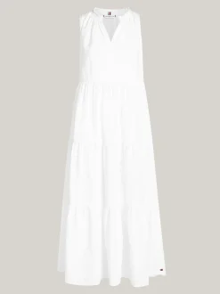 Sukienki*Tommy Hilfiger Lniana Sukienka Maxi TH OPTIC WHITE