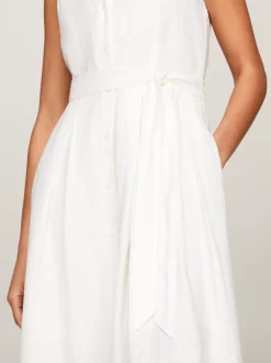 Sukienki*Tommy Hilfiger Lniana Sukienka Maxi TH OPTIC WHITE