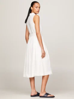 Sukienki*Tommy Hilfiger Lniana Sukienka Maxi TH OPTIC WHITE