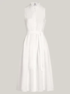 Sukienki*Tommy Hilfiger Lniana Sukienka Maxi TH OPTIC WHITE