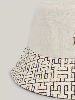 Czapki I Szaliki*Tommy Hilfiger Lniany Kapelusz Rybacki Z Monogramem TH CALICO
