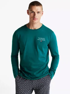 Stroje Domowe*Tommy Hilfiger Longsleeve Lounge TH Original MIDNIGHT TURQUOISE