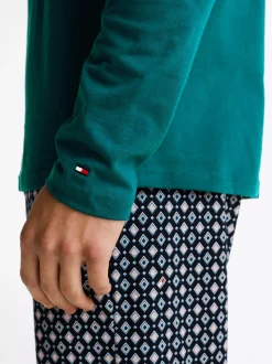Stroje Domowe*Tommy Hilfiger Longsleeve Lounge TH Original MIDNIGHT TURQUOISE