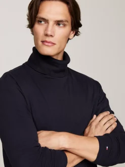 T-Shirty*Tommy Hilfiger Longsleeve O Bardzo Wąskim Kroju Z Golfem DESERT SKY