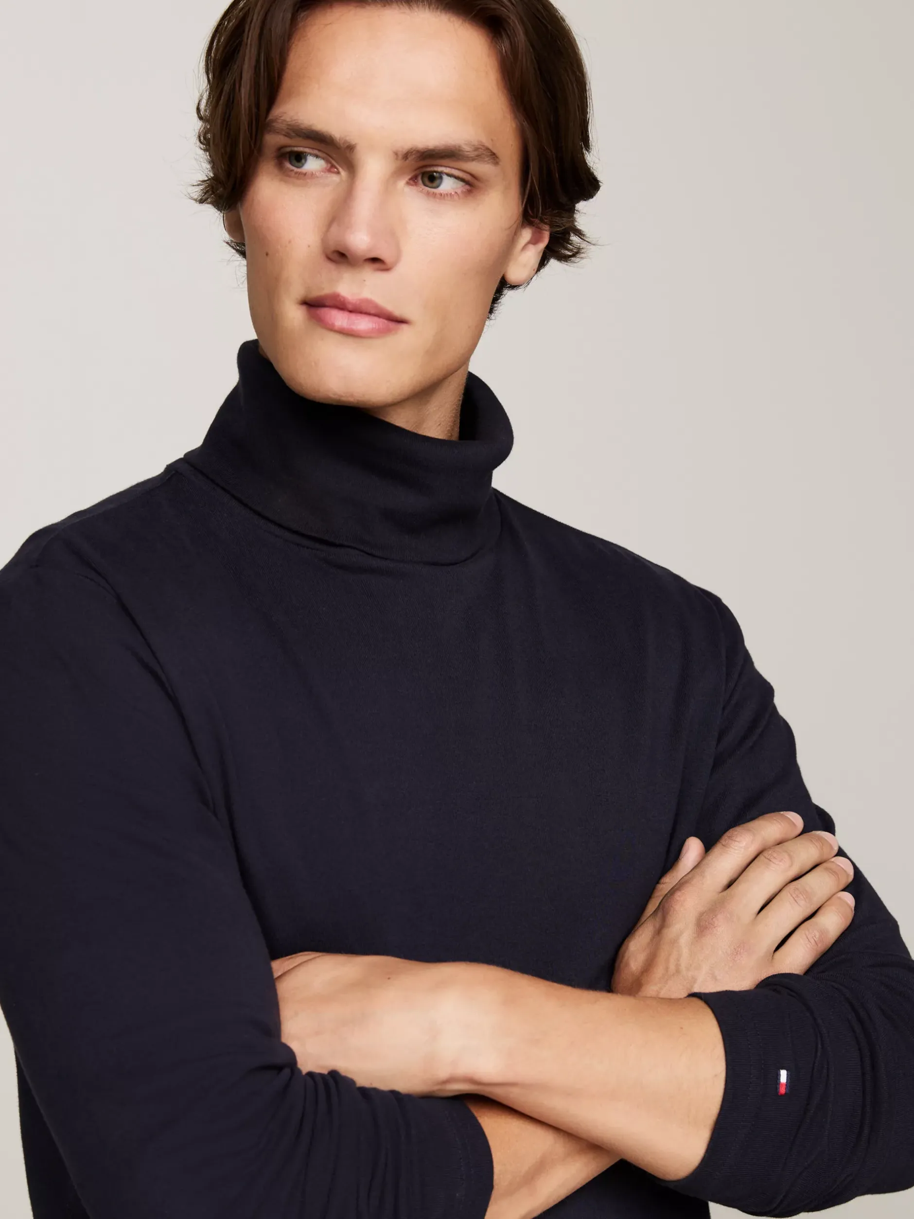 T-Shirty*Tommy Hilfiger Longsleeve O Bardzo Wąskim Kroju Z Golfem DESERT SKY
