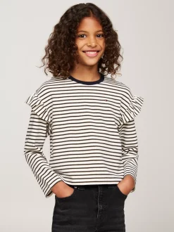 Topy I T-Shirty*Tommy Hilfiger Longsleeve O Luźnym Kroju DESERT SKY STRIPE