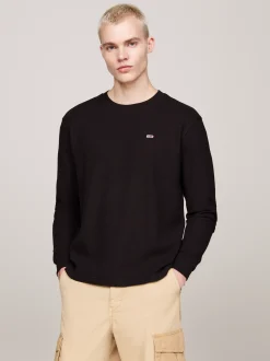 T-Shirty*Tommy Hilfiger Longsleeve O Splocie Waflowym BLACK