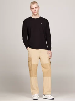 T-Shirty*Tommy Hilfiger Longsleeve O Splocie Waflowym BLACK