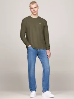 T-Shirty*Tommy Hilfiger Longsleeve O Splocie Waflowym FATIGUE GREEN