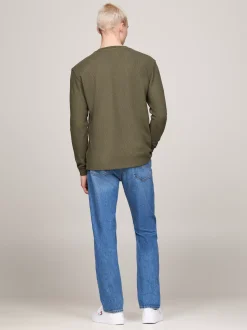 T-Shirty*Tommy Hilfiger Longsleeve O Splocie Waflowym FATIGUE GREEN