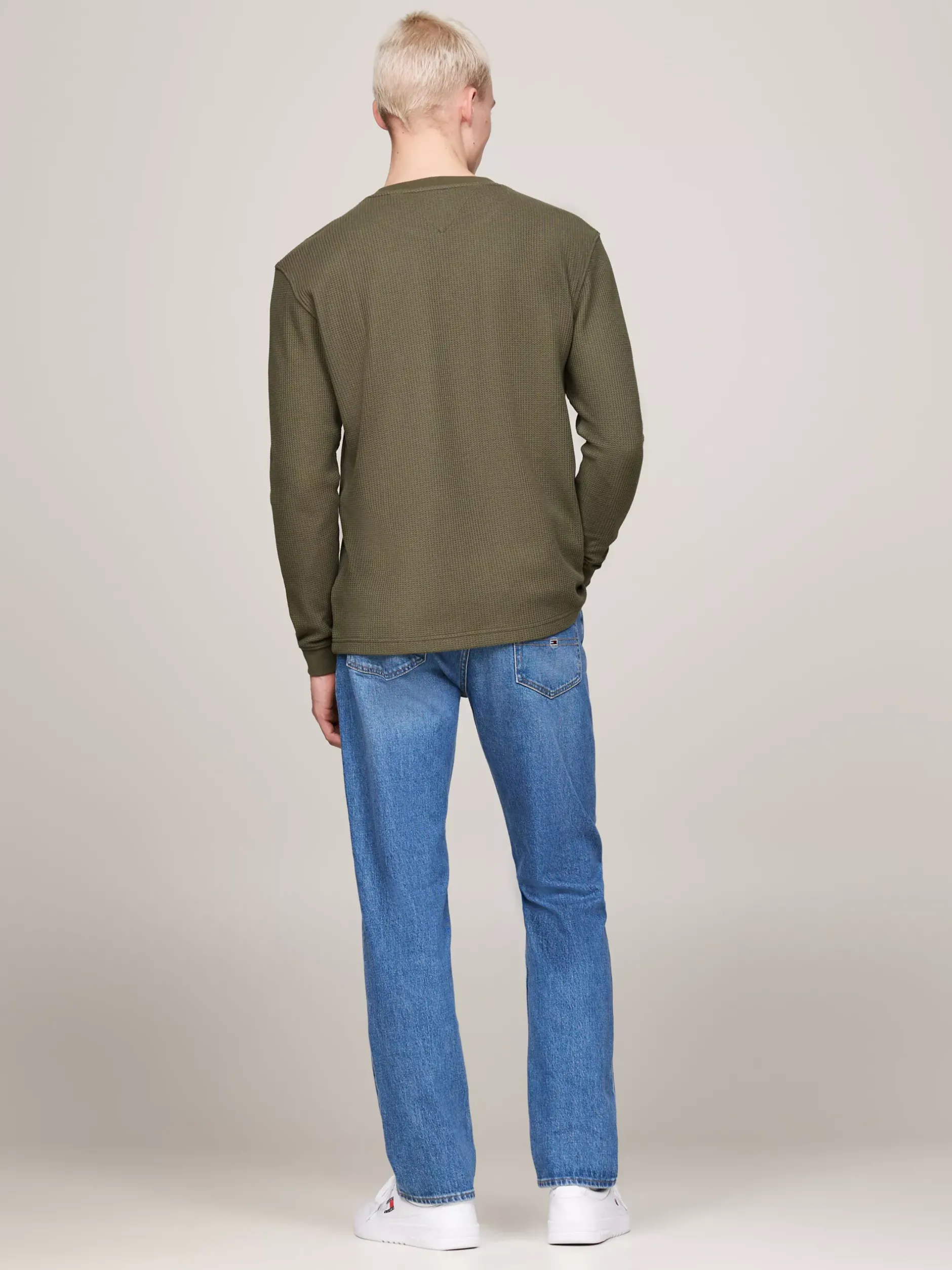 T-Shirty*Tommy Hilfiger Longsleeve O Splocie Waflowym FATIGUE GREEN