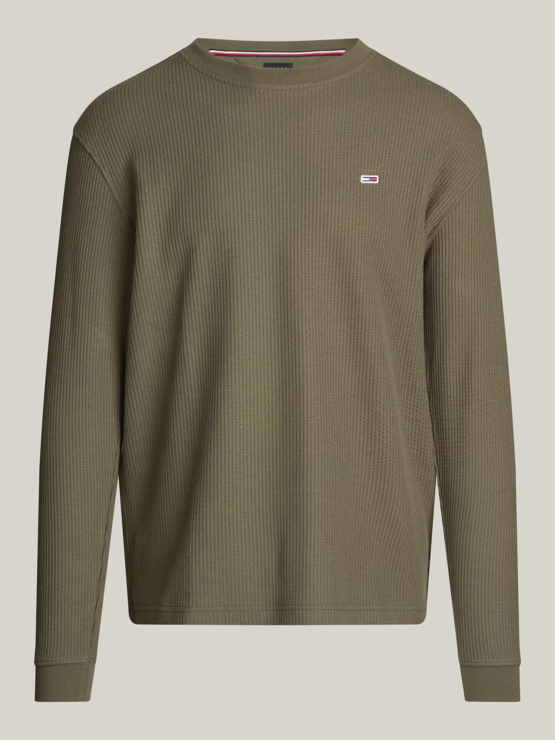 T-Shirty*Tommy Hilfiger Longsleeve O Splocie Waflowym FATIGUE GREEN
