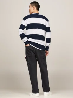 T-Shirty*Tommy Hilfiger Longsleeve O Splocie Waflowym W Paski DARK NIGHT NAVY