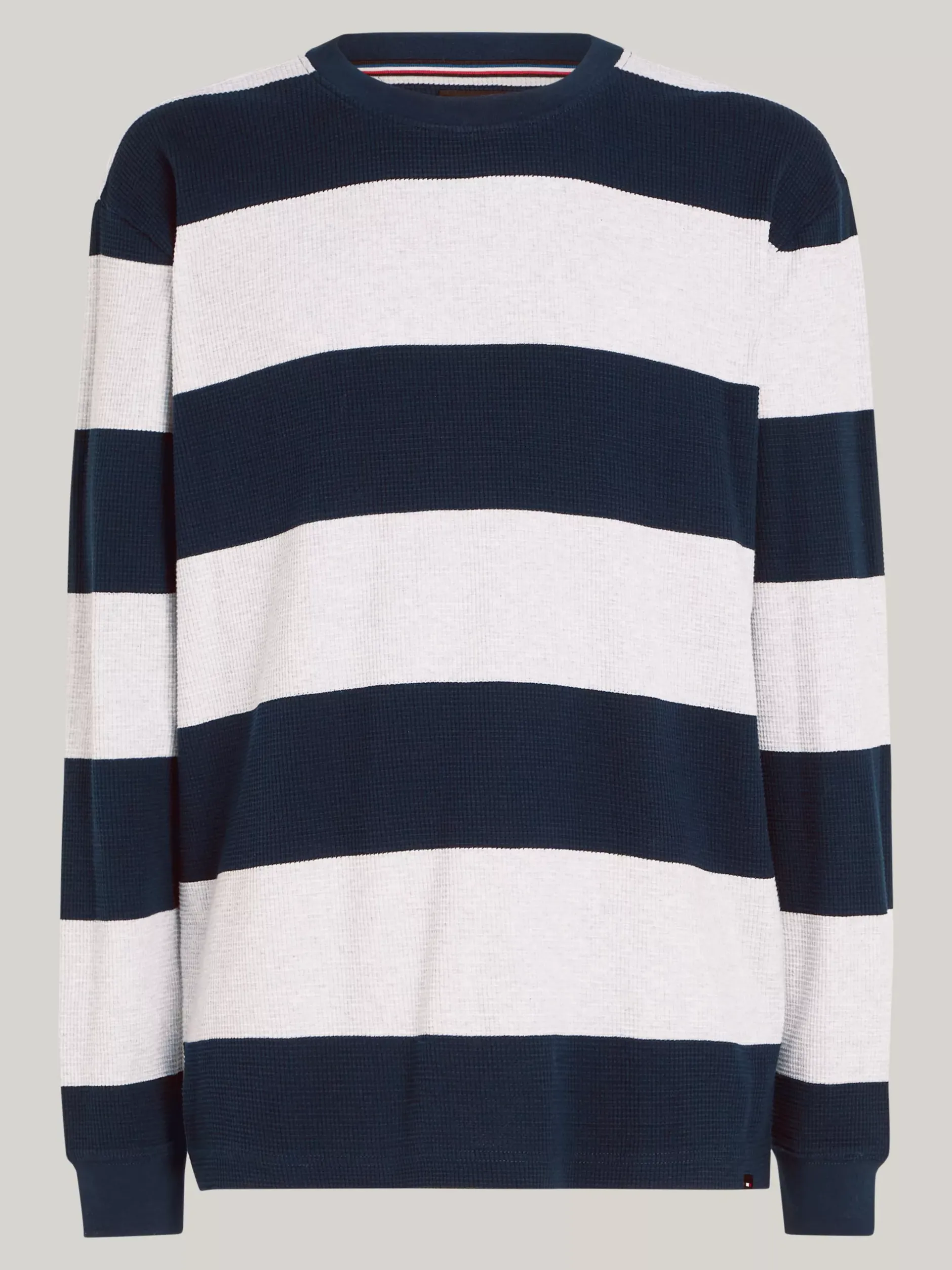 T-Shirty*Tommy Hilfiger Longsleeve O Splocie Waflowym W Paski DARK NIGHT NAVY